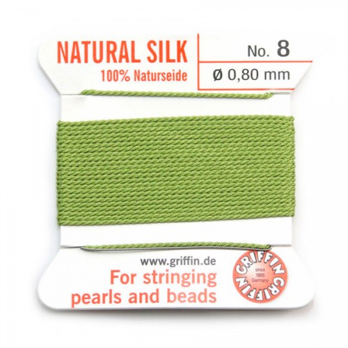 Silk bead cord 0.8mm green jade x 2m