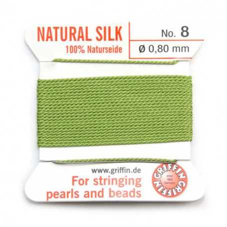Silk bead cord 0.8mm green jade x 2m