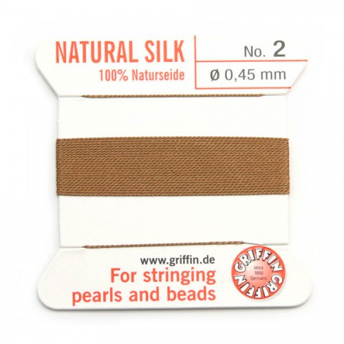 Silk bead cord 0.45mm beige x 2m