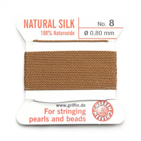 Silk bead cord 0.8mm beige x 2m