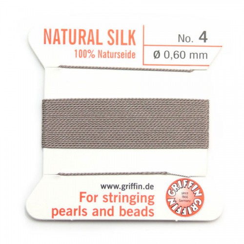 Silk bead cord 0.6mm gray x 2m