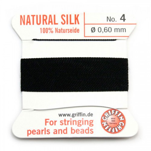 Silk bead cord 0.6mm black x 2m
