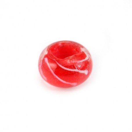 Pandora verre rouge & blanche 14mm x 1pc