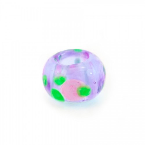 Perla di vetro viola, verde e rosa 14 mm x 1 pz
