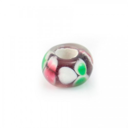 Perla di vetro marrone, bianca, verde e rosa 14 mm x 1 pz