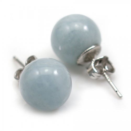 Aquamarine earring, in size of 10mm, 925 silver x 2pcs