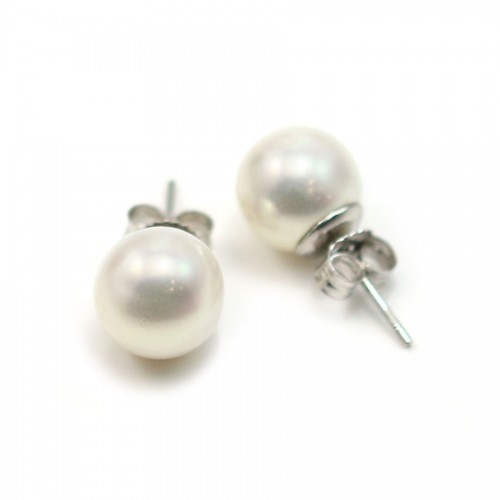 Orecchini di perle coltivate d'acqua dolce 9-10 mm x 2 pezzi
