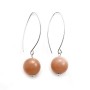 Earrings in 925 silver, with sunstone on round shape, measuring 12mm x 2pcs