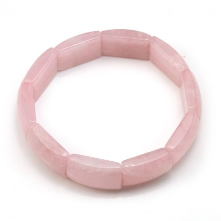Bracelet denise en quartz rose, avec des pierres plates et rectangulaires x 1pc