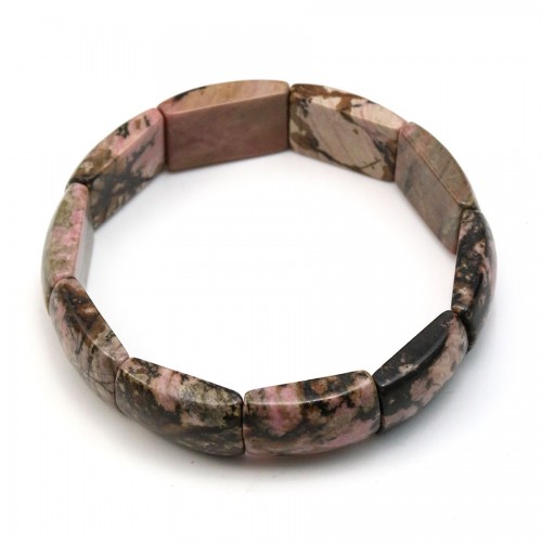 Rhodonite bracelet, with rectangular and flat stones x 1pc