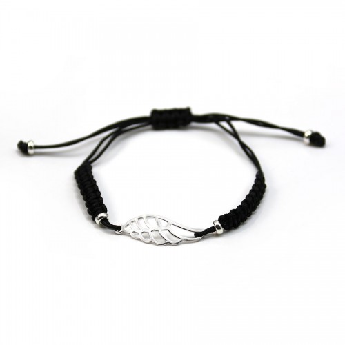 Silver bracelet 925 with charm wing 9x27mm x 1pc