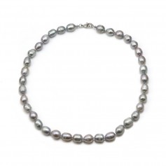 Collana ovale di perle d'acqua dolce grigie, lunghezza 40 cm x 1 pezzo