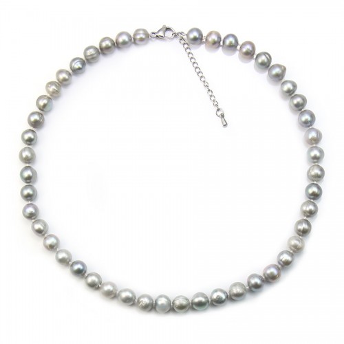 Collana di perle d'acqua dolce grigie 8-9 mm