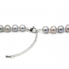 Collar de perlas de agua dulce gris 8-9mm