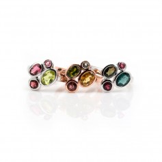 Tourmaline ring in 925 rhodium or rose silver x 1pc