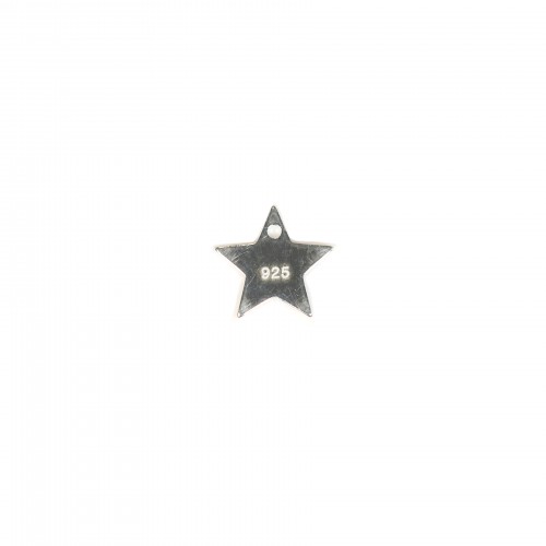 Medaglia charm a forma di stella con incisione in argento 925, 8mm x 2pz
