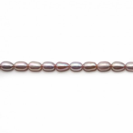 Pinkish oval freshwater pearls on thread 4-5mm x 40cm