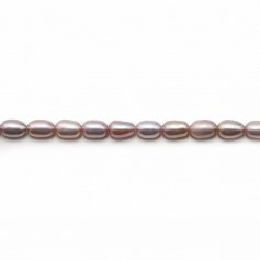 Mauve oval freshwater cultured pearls on thread 4-5mm x 36cm