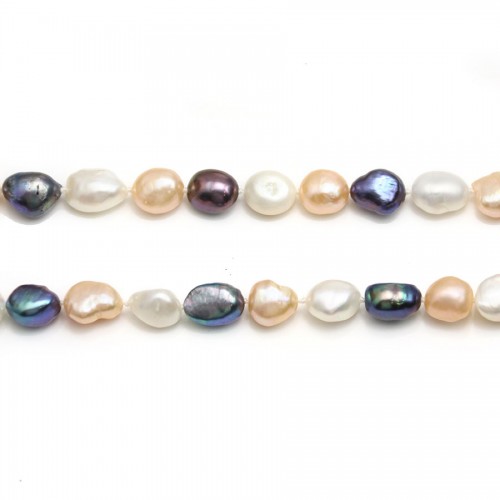 Sautoir en perles d'eau douce multicolore, de forme baroque, mesurant 8*10mm x 80cm x 1pc
