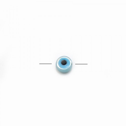 Nazar boncuk (olho azul) redondo, madrepérola branca, 4mm x 2pcs