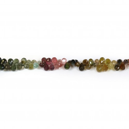 Tormaline multicolori, forma briolette sfaccettata 5x5,5-5x6,5mm x 20cm