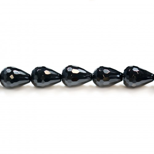 Black agate drips faceted 13*17mm x 2 pcs
