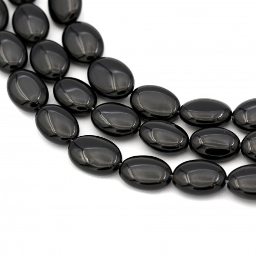 Onyx black, oval, 10x14mm x 40cm