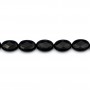 Onyx black, oval faceted, 15x20mm x 40cm