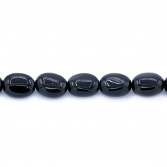 Black agate oval 6x8mm x 5pcs