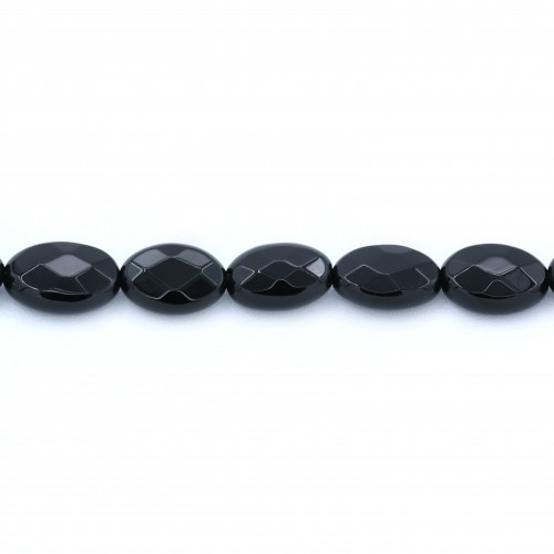 Ágata negra, oval facetada, 8 * 12mm x 4pcs