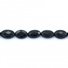 Ágata negra, ovalada facetada, 8 * 12mm x 4pcs