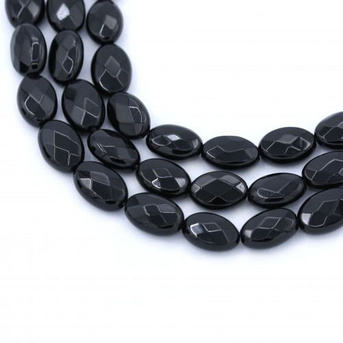 Onyx noir, ovale facette, 8x12mm x 40cm