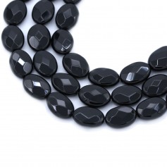 Black onyx, oval faceted, 10x14mm x 40cm