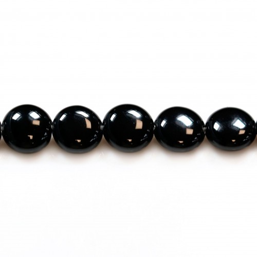 Achat in schwarzer Farbe, runde und flache Form, 8mm x 10pcs