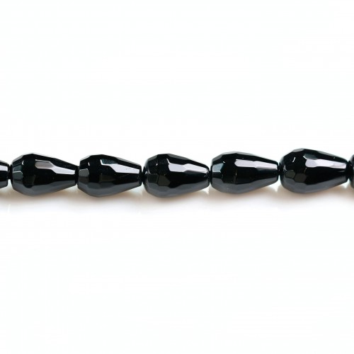 Agata nera, forma di goccia sfaccettata, 6 * 10 mm x 6 pezzi