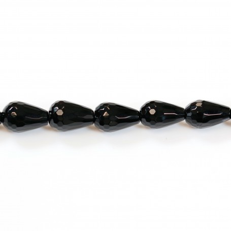 Black agate drips faceted, 8x11mm x 3 pcs