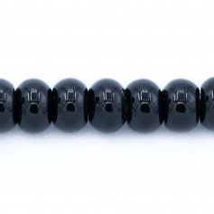 Black agate roundel, 4x6mm x 10pcs
