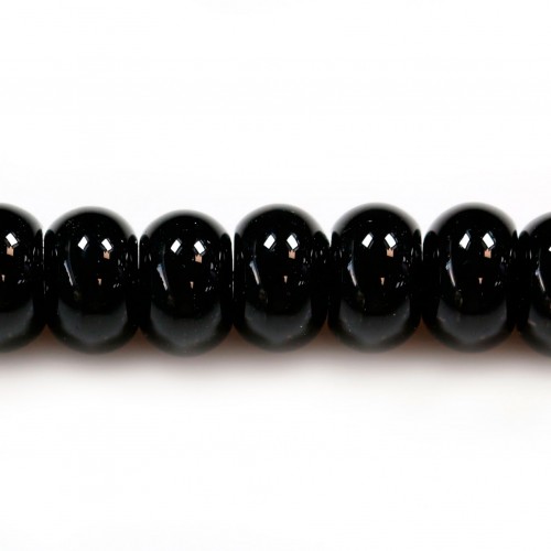 Black agate in shape of roundel 5x8mm x 10 pcs