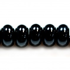 Black agate roundel 6x10mm x 10 pcs