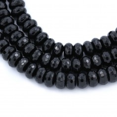 Onyx black, round faceted, 6x10mm x 40cm