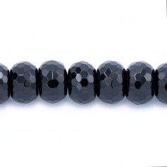 Agate Noire Rondelle Facette 8 x 12mm 4 perles