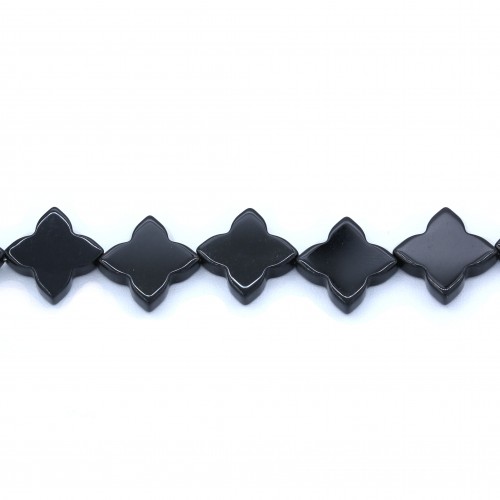 Schwarzer Achat in Kleeblattform 16mm x 1pc