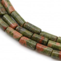 Unakite, in shape of a tube, and in size of 4 * 8mm x 40cm