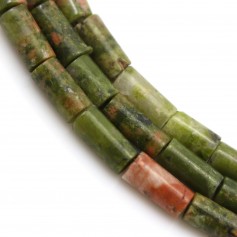 Unakite, in shape of a tube, and in size of 2x4mm x 40cm