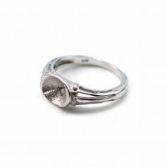 Porta anelli in argento 925 rodiato e zirconio per perla semiperforata x 1 pz