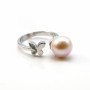 925 silver adjustable ring mounting for half-drilled pearls x 1pc