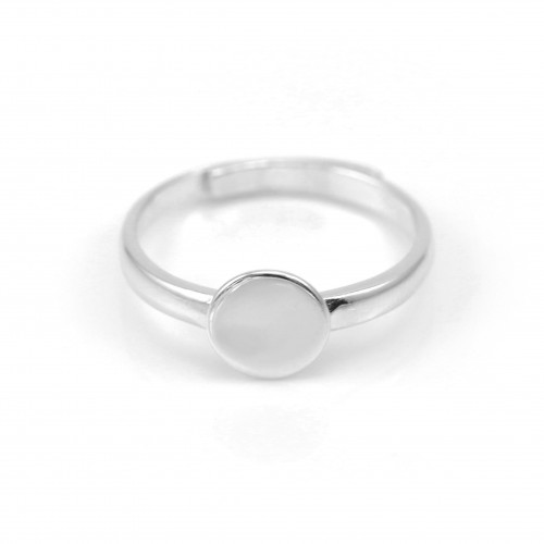 925 silver adjustable ring mounting with a 7.5*7.8mm round base x 1pc