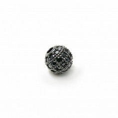 Boule avec strass 6mm en argent 925 noir x 1pc