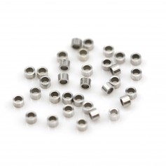 Rhodium 925 silver crimp tubes 1.5*1.0*0.8mm x 30pcs