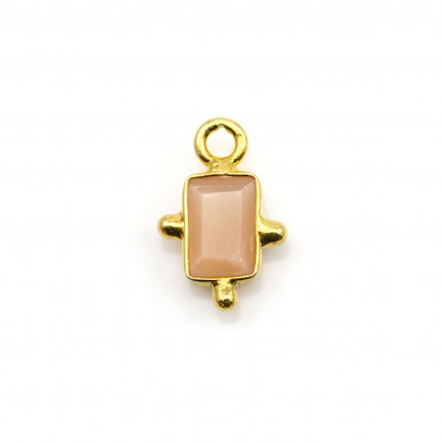 Rectangle sunstone charm on gold plated silver 5*7mm x 1pcs
